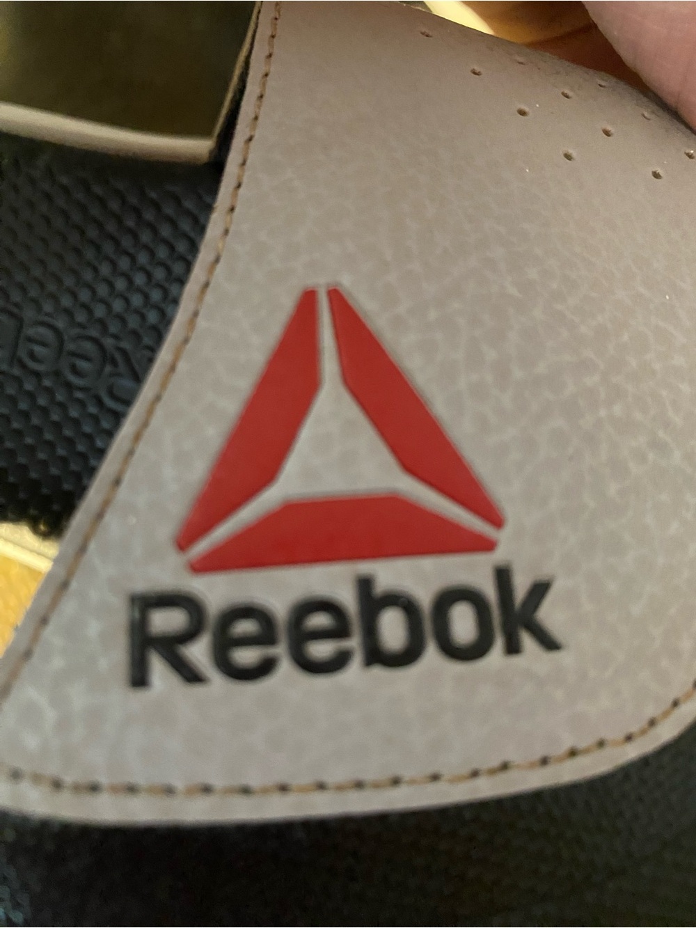 Reebok Slides Cream Dark Blue with Red Logo